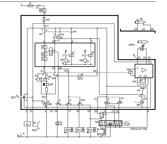 Siemens Relay Diesel burner Model LAL1.25 - connections