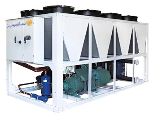 چیلر تراکمی هوایی اسکرو 180 تن تبرید دماتجهیز مدل DTCHS180