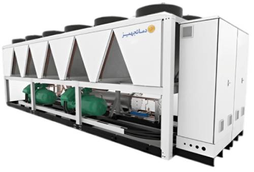 چیلر تراکمی هوایی اسکرو 550 تن تبرید دماتجهیز مدل DTCHS550