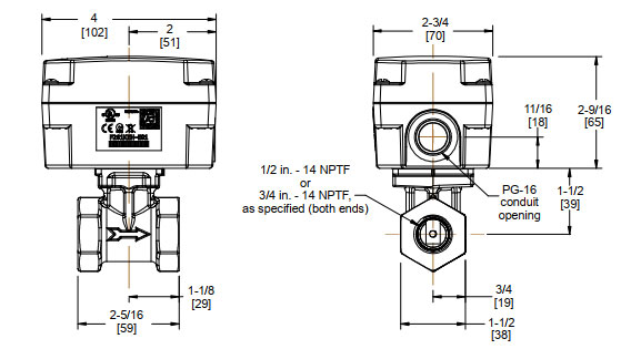 ابعاد فلوسوئیچ آب پن جانسون کنترل 