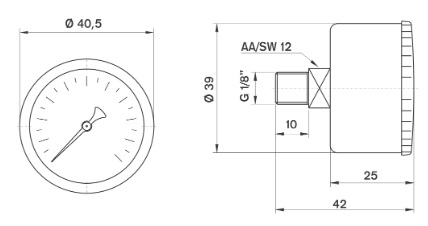 ابعاد مانومتر پکنز عمودی خشک صفحه 4 سانت