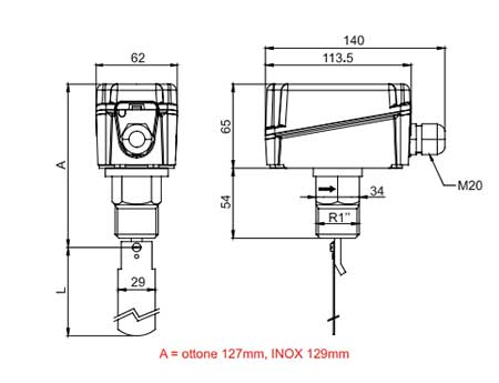 IT Water Flow switch Model SF1K - dimensions
