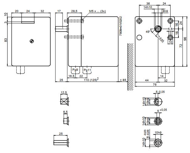 ابعاد موتور دمپر زیمنس SQN30.401