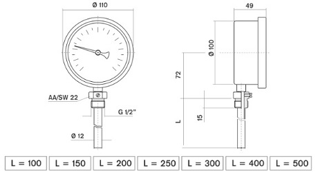 ابعاد ترمومتر مانومتر پکنز صفحه 10 سانت عمودی