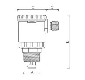 ابعاد شیر هواگیری CS CASE مدل 1315 سایز "1/2