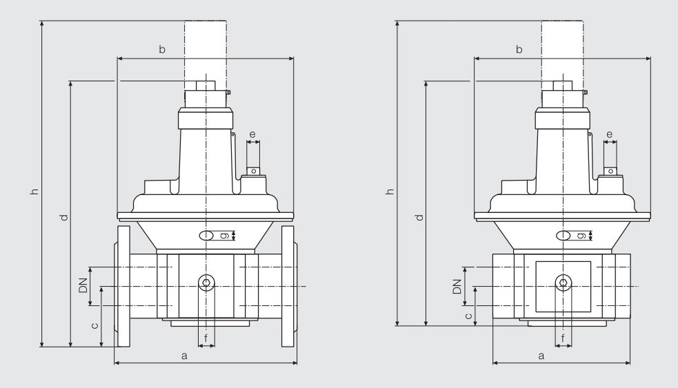 ابعاد رگولاتور دانگز گازی دنده ای سایز "1/2 1 مدل FRS515