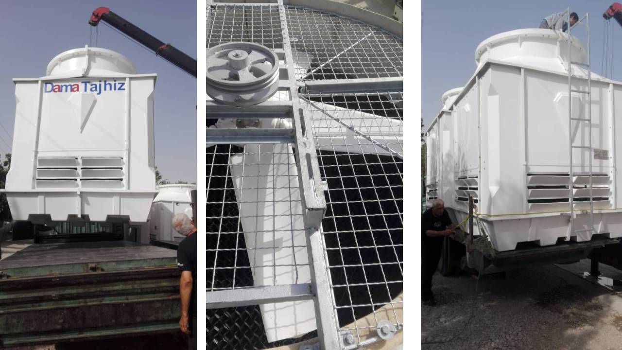 "Engineer Shafiei - Tehran, Pasdaran: 1 DamaTajhiz 150-ton fiberglass cooling tower."