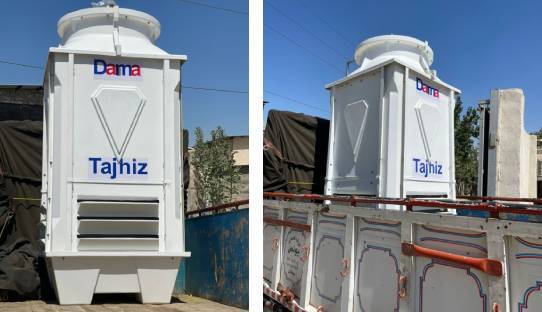 "Yekta Tahrir Indica  Factory - Sirjany:  DamaTajhiz 30-ton cubic fiberglass cooling tower."