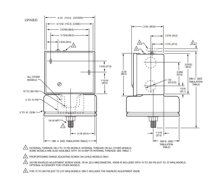 Honeywell gradual pressure switch L91B1050