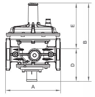 ابعاد رگولاتور گازی ماداس فلنجی"2 مدل RG/2MBZ