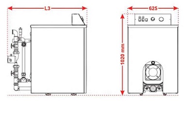ابعاد نظام تدفئة مركزية الهجین أرضية شوفاجکار بدون محول Azarakhsh AS300-5