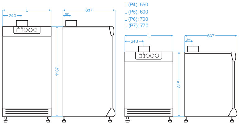 ابعاد پکيج زميني گازسوز شوفاژکار بلند مدل p7