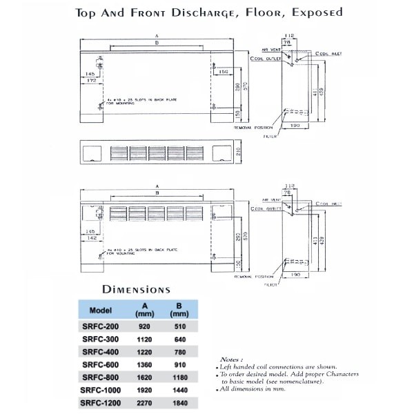 فن کویل زمینی بالازن ساران مدل SRFCTE-800-1