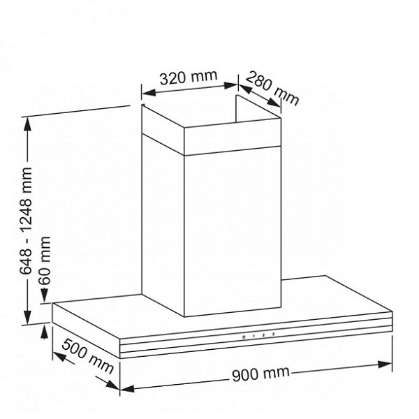 هود آشپزخانه شومینه ای لتو مدل H60-1