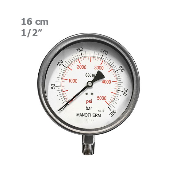 مانومتر سنگان صنعت استیل افقی/عمودی صفحه 16 سانت مدل PG18-5