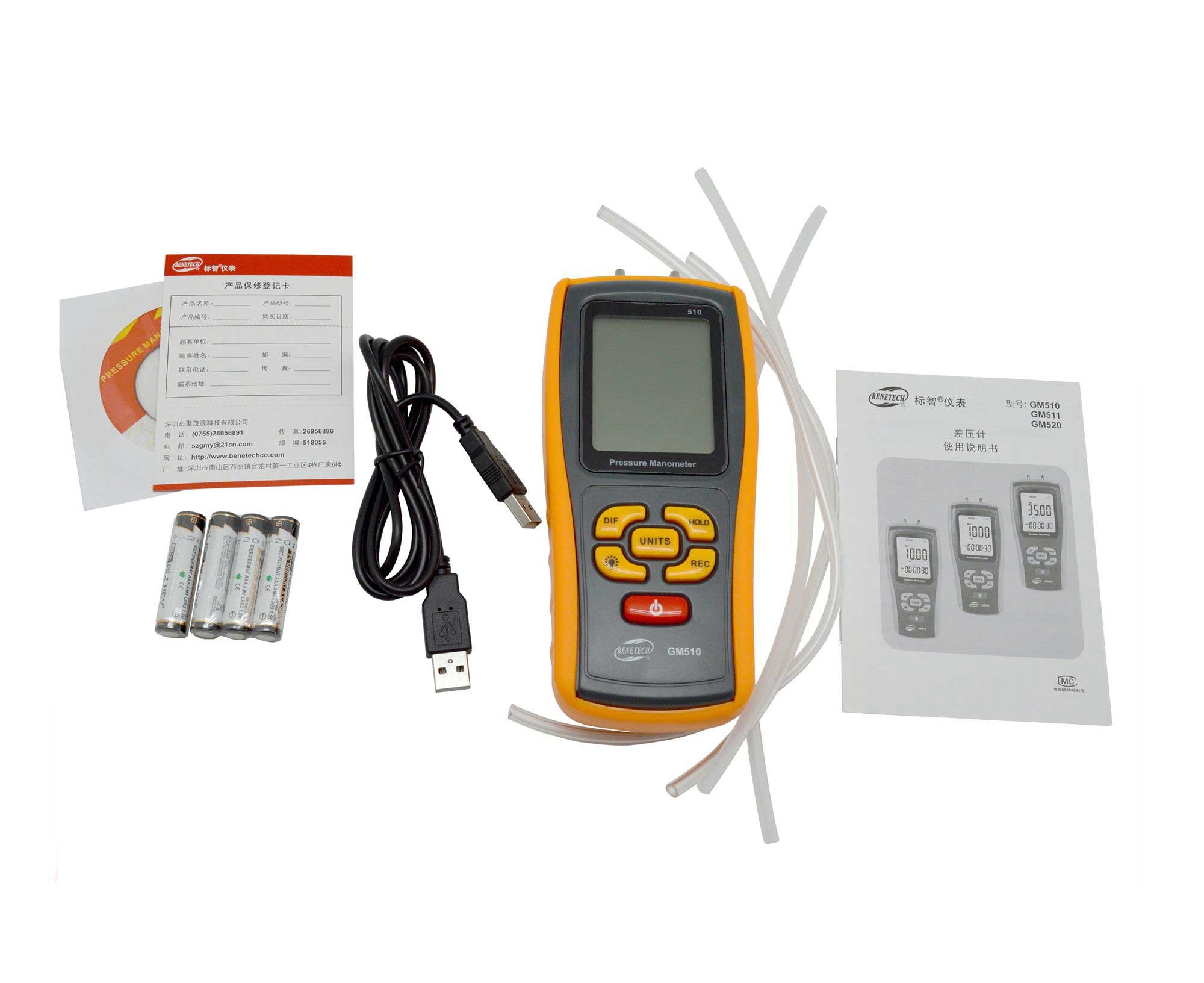 فشارسنج تفاضلی و مانومتر دیجیتال بنتک مدل GM510-2