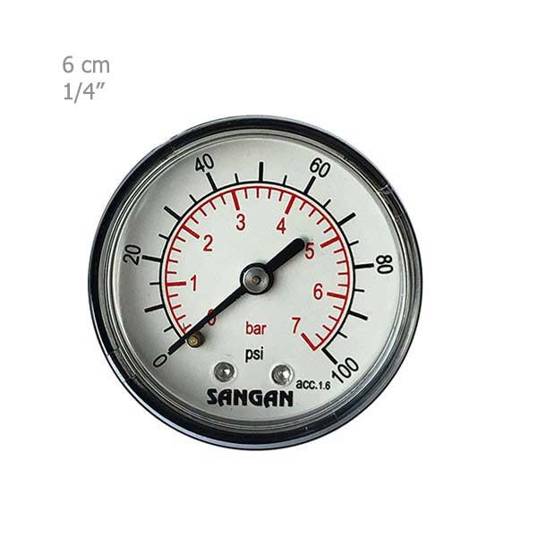مانومتر سنگان صنعت تمام برنجی افقی صفحه 6 سانت مدل PG1/D-3