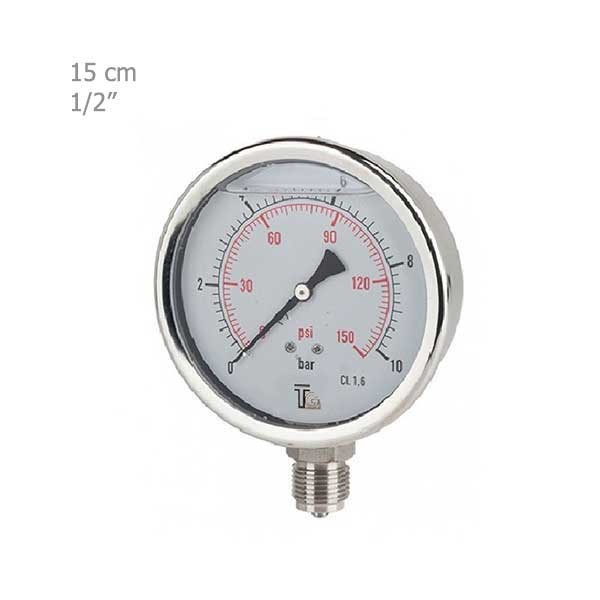 مانومتر تی جی تمام استیل عمودی روغنی صفحه15 مدل HBL-1