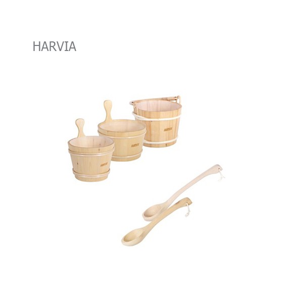 سطل و ملاقه چوبی سونای خشک هارویا-3