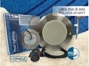 چراغ LED روکار با رینگ استیل316 HQPOOL مدل Ultra Flat-HQ1011-1