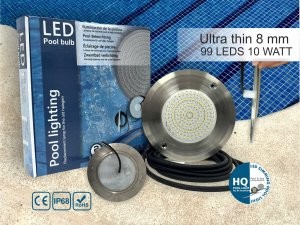 چراغ LED کوچک روکار با قاب استیل316 HQPOOL مدل Ultra Flat-HQ1010-1