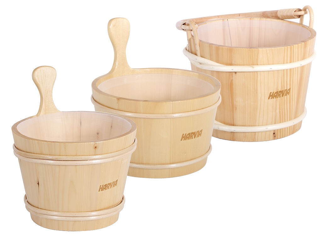 سطل و ملاقه چوبی سونای خشک هارویا-1