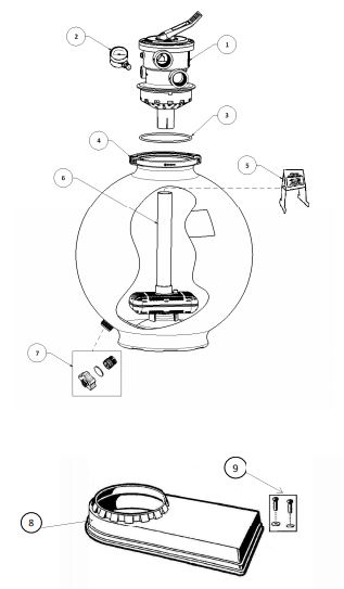 اجزای فیلتر شنی swim pro هایوارد سری vl