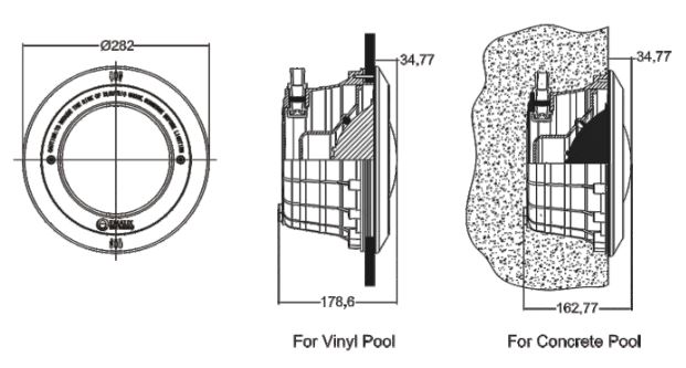 ابعاد چراغ استخر توکار ایمکس مدل P300